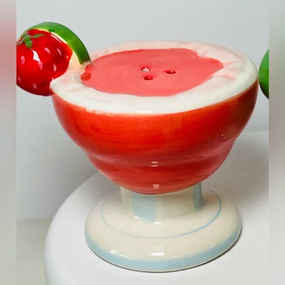 Ceramic Cocktail Tropical Drinks Salt & Pepper Shakers Lime Wedge - Picture 4 of 9